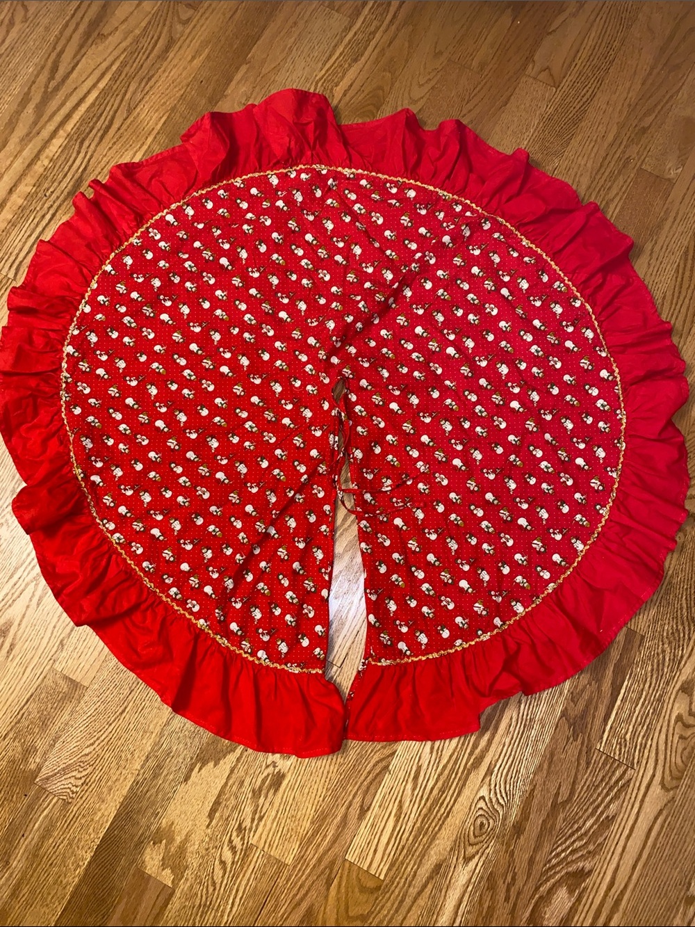 Vintage Christmas Tree Skirt Snowman